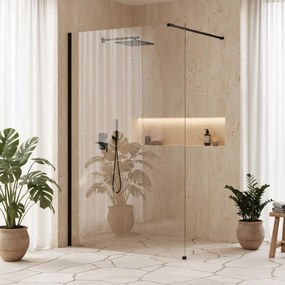 Bezrámová sprchová zástena REA FLEXI BLACK 70 cm, čierna/transparent - bez vaničky