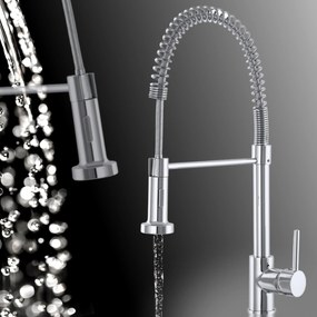 Gamma Spiral, stojanková drezová batéria s elastickou výlevkou, chrómová, GMA-BSL-CH