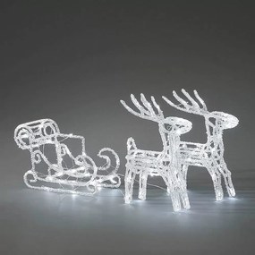 LED svetelná dekorácia sane so sobmi, napájanie: sieťové, studená biela, výška: 42 cm