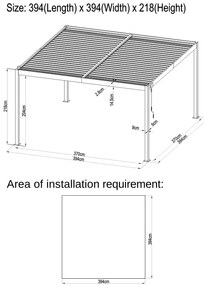 Hliníková bioklimatická pergola s lamelami BestBerg BBP-16G / 4 x 4 m / sivá