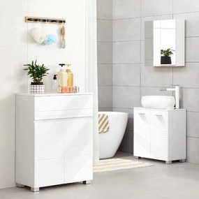 Kúpeľňová skrinka, so zásuvkou, 2 dvierkami, biela