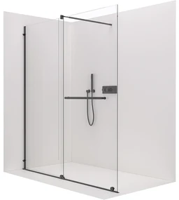 CERANO - Sprchová zástena Medin L/P - čierna matná, transparentné sklo - 150x195 cm - dvojdielna posuvná, CER-CER-478018