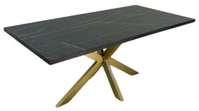Jedálenský stôl DIAMOND čierny mramor / zlatá podnož