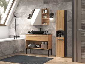 Kúpeľňová skrinka Neltossa 12 (antracit + dub artisan). Akcia -19%. Vlastná spoľahlivá doprava až k Vám domov. 1133011