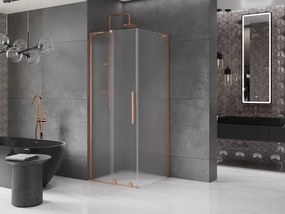 Mexen Velar L, sprchový kút s posuvnými dverami 110 x 110 cm, 8mm sklo námraza, medená matná, 871-110-110-33-65