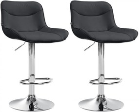 Design-Shop 2x Barová stolička Vonore - koženka, chróm rám - Čierna