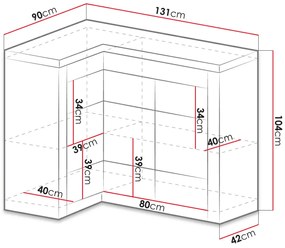 Rohová komoda Nadenas N15 O (jaseň tmavý) (s teplým LED bielym osvetlením). Vlastná spoľahlivá doprava až k Vám domov. 1104883
