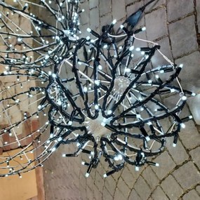 DECOLED Svetelná guľa LED, ľadovo biela, priemer 40 cm, čierny kábel