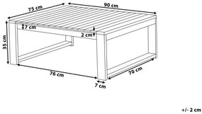 Záhradný stolík z certifikovaného akáciového dreva 90 x 75 cm tmavé drevo TIMOR II Beliani