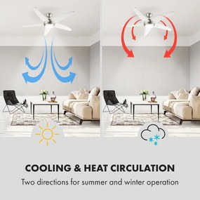 Klarstein Bolero, 2 v 1 stropný ventilátor, 134 cm, svetlo, 55 W, diaľkový ovládač, biely