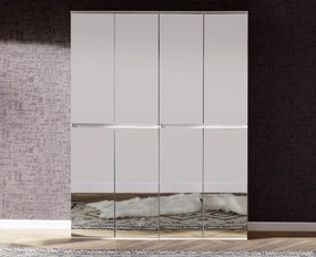 Zrkadlová viacúčelová skriňa s policami Mirror, 74 cm, biela