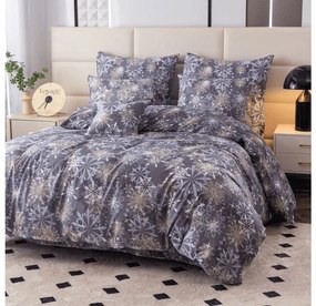Sada 2ks obliečok z mikrovlákna SNOWFLAKE modrosivé + plachta Jersey 180x200cm biela, dvojlôžko