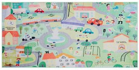 Detský koberec s potlačou mesta 80 x 150 cm zelený KEMER Beliani
