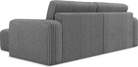 Sivá menčestrová rozkladacia/s úložným priestorom rohová pohovka (pravý roh/s leňoškou) Kona – Makamii