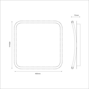 Stropné LED svietidlo Cali Square, 1x LED 30w, 4000k, b