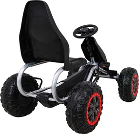 Ramiz Veľká silná detská motokára s pedálmi čierna + 100 kg záťaž + EVA kolesá + ručná brzda + športové sedadlo