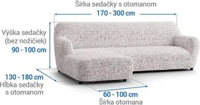 Bielastické poťahy VITTORIA smotanová sedačka s otomanom vľavo (š. 170 - 300 cm)