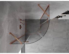 Mexen Mist, polkruhový výklopný sprchový kút 100 x 100 cm, číre sklo, medený matný profil, 8A33-100-100-65-00