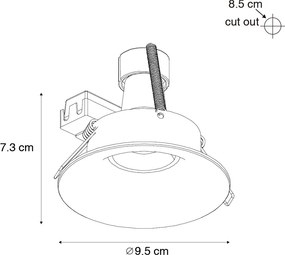 Sada 12 vstavaných bodových svetiel čiernych GU10 50 mm - Gijs