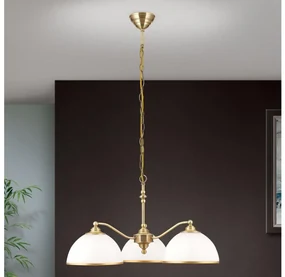 Orion LU 1838/3 - Luster na reťazi OLD LAMP 3xE27/40W/230V biela/mosadz OR0126