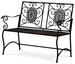 Záhradná kovová a balkónová lavica s operadlom s keramickej mozaiky
