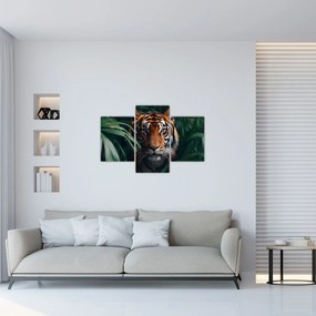 Obraz - Portrét tigra v džungli (90x60 cm)