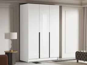 Šatníková skriňa Mirpat I Gloss, Farby: biela / lesk biely + čierna