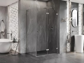 Mexen Lunar-F L, 1-krídlový sprchový kút so skladacími dverami, pravý, 85 x 80 cm, 8mm číre sklo, brúsená oceľ profil, 836L-085-080-97-00-P