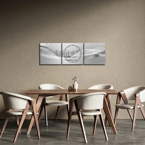 Obraz - Strieborná krajina (s hodinami) (90x30 cm)