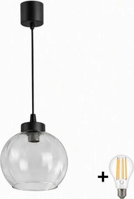 BRILAGI - LED luster na lanku RETRO GLASS 1xE27/60W/230V pr. 25 cm čierna/číra