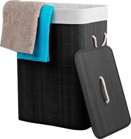 TRENDIE Bambusový kôš na prádlo 72l čierny + DARČEK