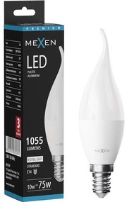Mexen Nova, LED žiarovka plameň E14, C37, 10W, Teplá - 3000K, 1055 lm - L106-E14-1030-01