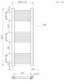 Erga Basic, vykurovacie teleso 800x400 mm, 273 W, čierna, ERG-LAV-BASIC-8040-BK
