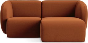 Zamatová rohová pohovka v terakotovej farbe (pravý roh/s leňoškou) Lani – Makamii