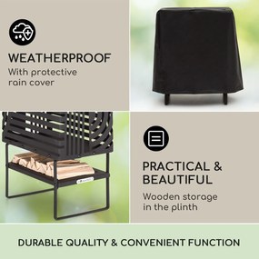 Blumfeldt Krakatoa, ohnisko, pevná oceľ, odkladací priestor na drevo, laserom rezaný dizajn