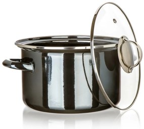 Banquet Hrniec smaltovaný METALLIC Black 24 cm, 3,7 l, s pokrievkou, 24 cm