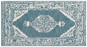 Vlnený koberec 80 x 150 cm biela/modrá GEVAS Beliani