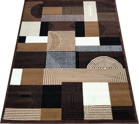 Koberec Alfa 18 s geometrickým vzorom v hnedej farbe Rozmer: 40x60 cm