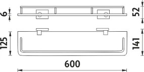Nimco Polica s ohrádkou, 60 cm KEIRA - KE 22091AX-60-26