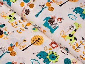 Biante Detská bavlnená obliečka na vankúš Sandra SA-008 Tyrkysové a oranžové zvieratká z džungle 35 x 45 cm
