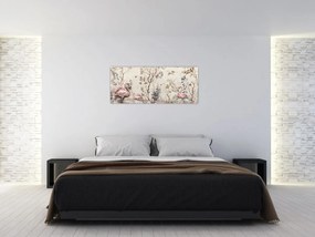 Obraz - Kresba plameniakov (120x50 cm)