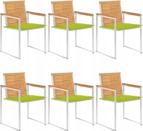 vidaXL Záhradné stoličky 6 ks s podložkami tíkový masív
