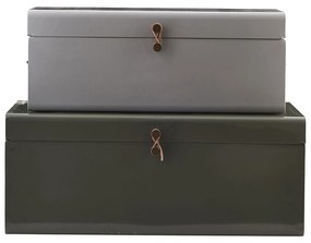 Úložný box suitcase sivý a zelený 2ks MUZZA