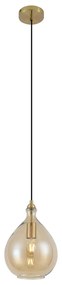 Moderné závesné svietidlo zlaté s jantárovým sklom - Traditional