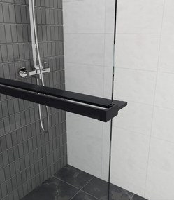 Erga Paris, sprchová zástena Walk-In 130x200 cm, 8mm šedé sklo, čierny profil, ERG-V02-PARIS-130x200-GR-BK