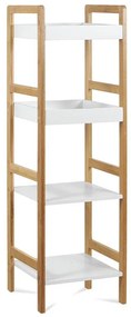 Regál DR-013-4, 3 police, masív bambus, prírodný odtieň, MDF, biely matný lak