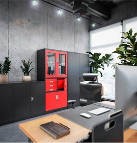 Kovová skriňa Filip s trezorom: antracitová 90x185 cm (802)