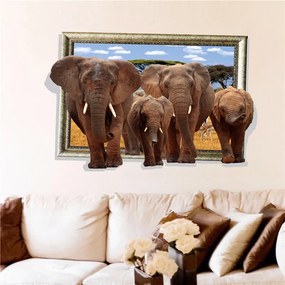 Veselá Stena Samolepka na stenu na stenu Slony Safari