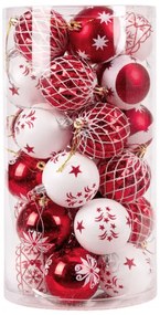 Sada vianočných závesných dekorácií SAPIN biela / červená (30 ks)