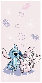 Ružová bavlnená detská osuška 70x140 cm Lilo and Stitch "Pink" – Jerry Fabrics